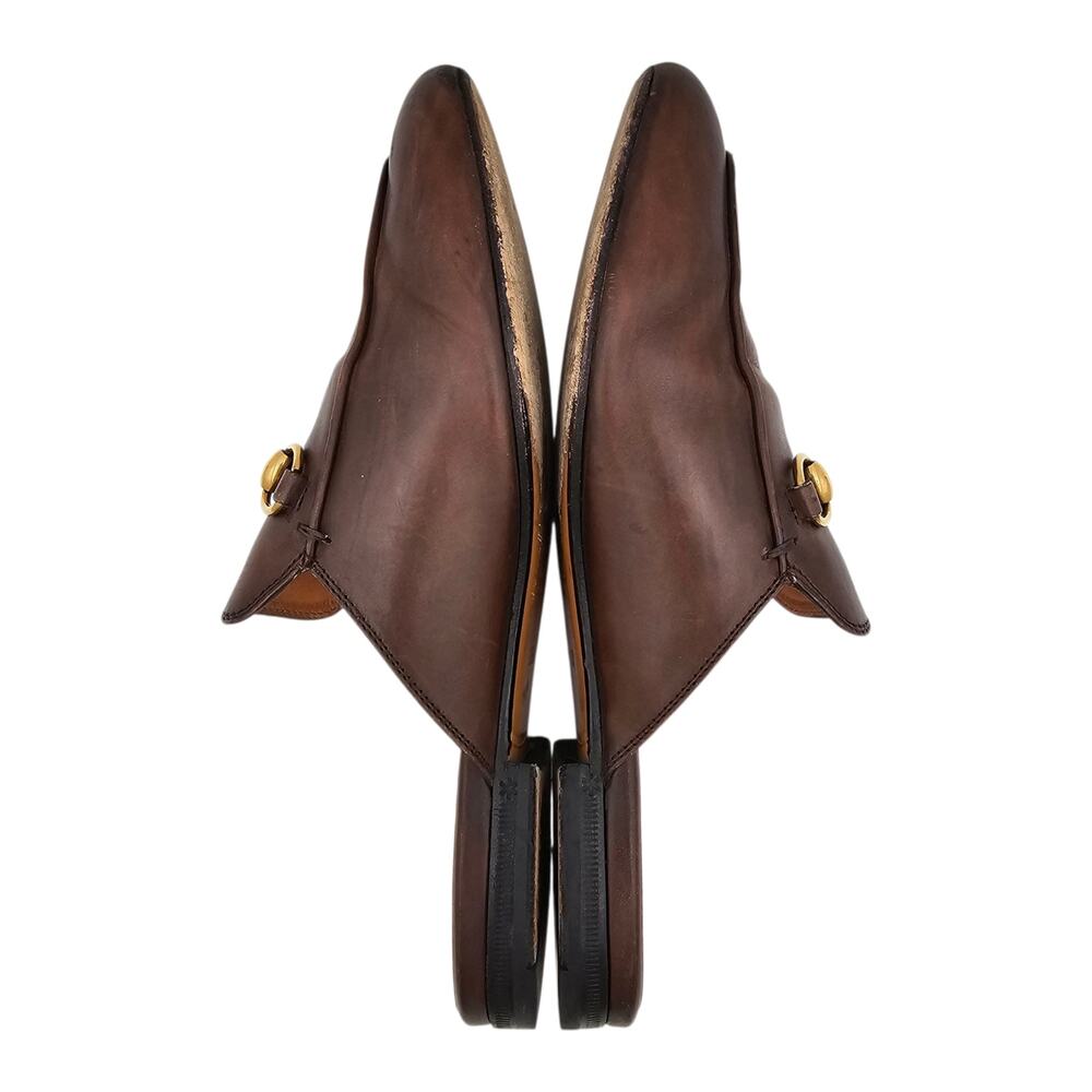 Gucci Brown Leather Horsebit Backless Loafers - Picture 4 of 9